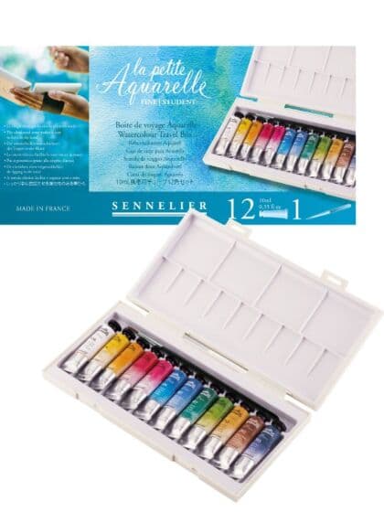 Sennelier Aquarelle vannmaling i boks - 12 tuber og pensel