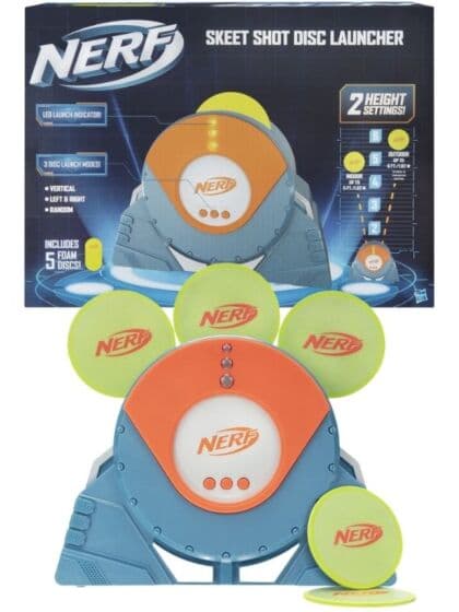 Nerf Skeet skuddskive-kaster med lys og lyd - 5 skiver i skum inkludert