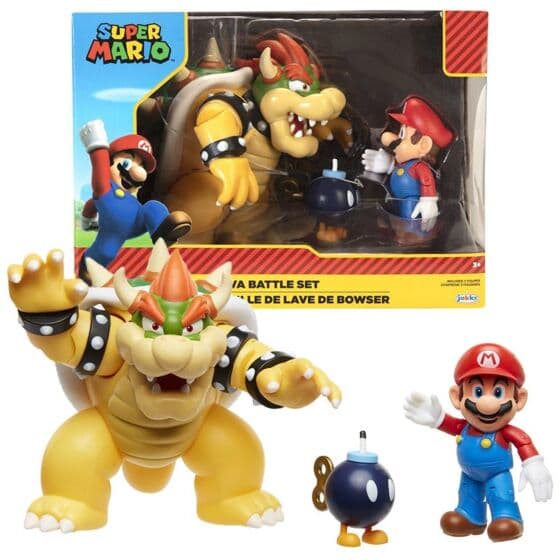 Nintendo Super Mario vs. Bowser Diorama figursett - med Mario, Bowser og Bob-Omb