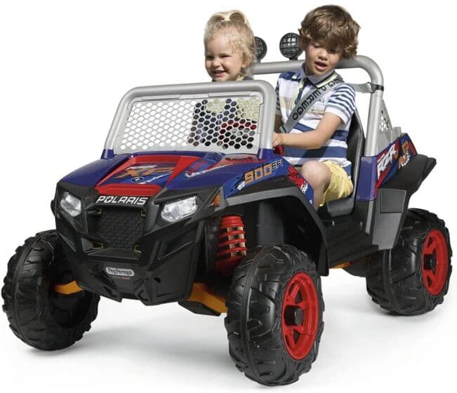 Peg Perego Polaris RZR 900 XP Terrengbil - blå og rød elbil 24V med plass til 2 barn