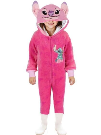 Disney Stitch Angel Onesie - rosa kosedrakt for barn 2-4 år - 98-104
