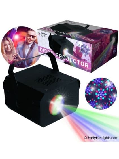 PartyFun Lights lydaktivert projektor med discolys og 12V adapter