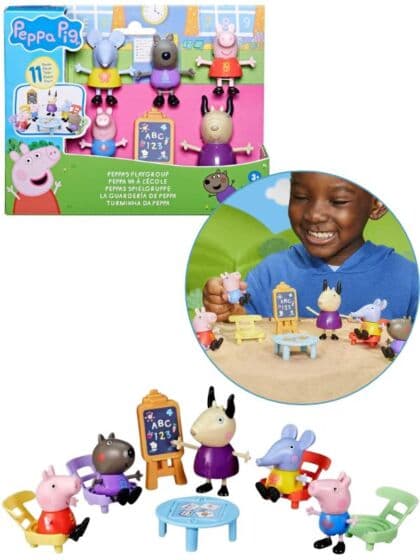Peppa Gris figursett Peppas Lekegruppe - med 5 figurer og tilbehør