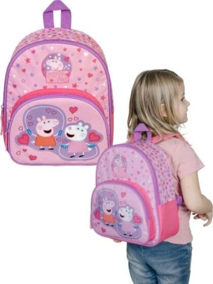 Peppa Gris ryggsekk med forlomme og justerbare stropper - lyserosa