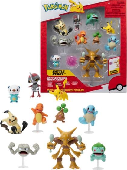 Pokemon Battle Figure Multi-pack - 9 Pokemon-figurer 5 cm og Alakazam 11 cm