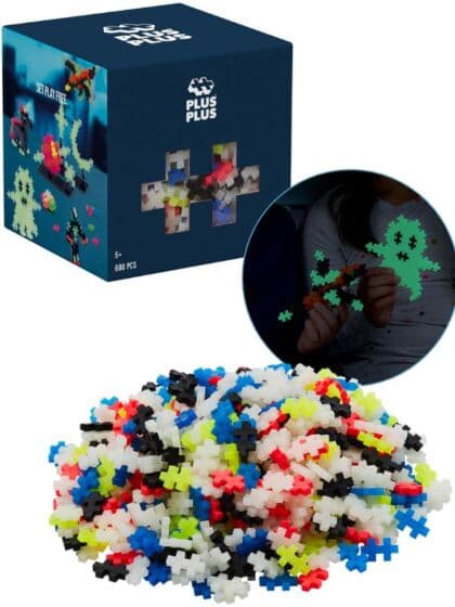 Plus Plus Glow mix stort byggesett - 600 byggeklosser som lyser i mørket