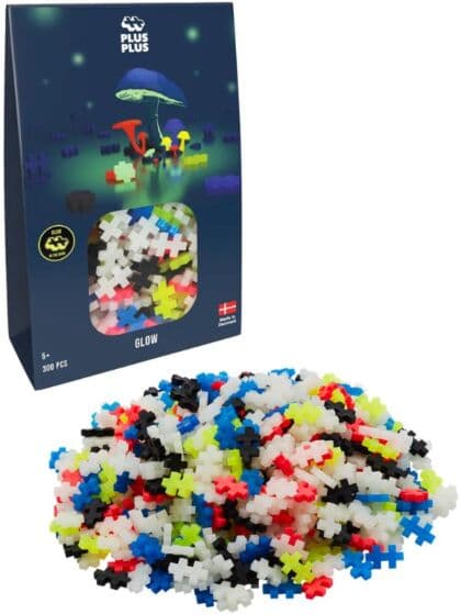 Plus Plus Mini Glow mix byggesett - 300 byggeklosser som lyser i mørket