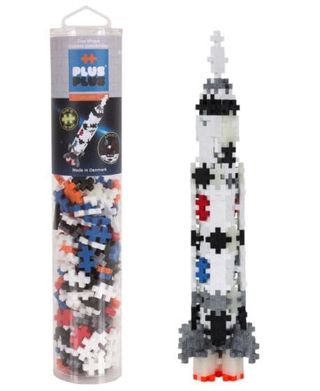 Plus Plus Tube Saturn V Rocket - 240 byggeklosser - med klosser som lyser i mørket