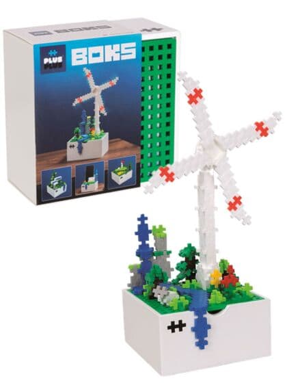 Plus Plus BOKS vindmølle-byggesett - bygg vindmøllen og miljøet rundt - 200 byggeklosser