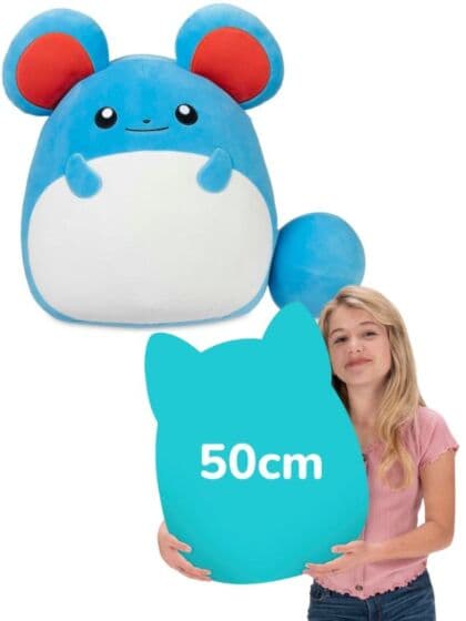 Pokemon Squishmallows Marill kosebamse og pute - 50 cm