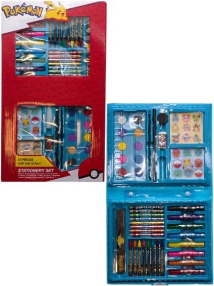 Pokemon stor tegnekoffert med fargeblyanter, tusjer, maling og mer