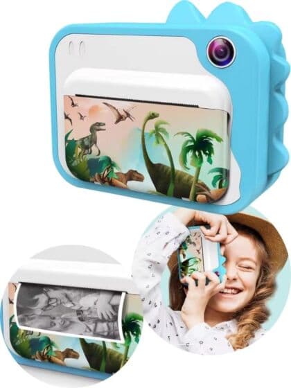 Polaroidkamera 3i1 med filmruller, tusjer og mer - blå
