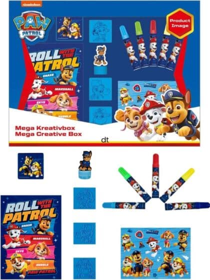 PAW Patrol aktivitetssett med tusjer og notatbok, stempel og klistremerker