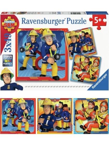 Ravensburger Brannmann Sam puslespill 3x49 brikker - Slukker brannen