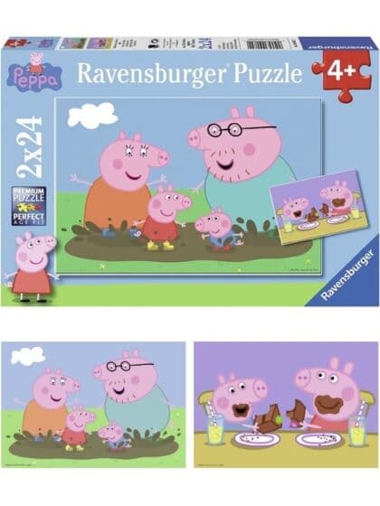 Ravensburger Peppa Gris puslespill 2x24 brikker - hopping i søledammen