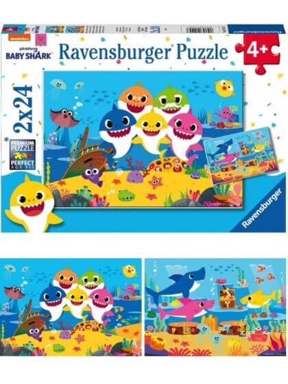 Ravensburger Baby Shark puslespill 2x24 brikker - Baby Shark med familie