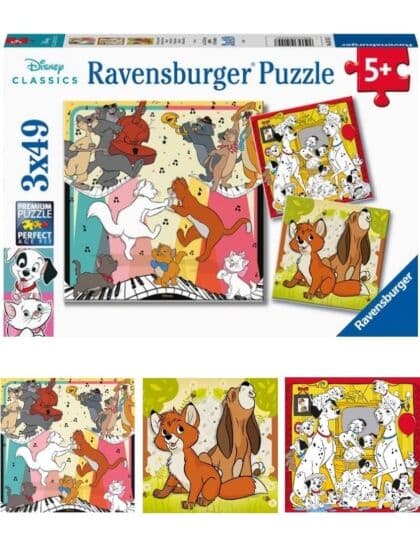 Ravensburger Disney puslespill 3x49 brikker - klassiske dyrehistorier fra Disney