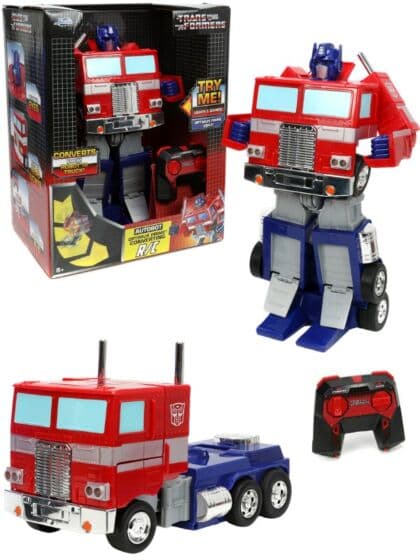 Transformers Radiostyrt Optimus Prime 2-i-1 robot og lastebil - med lyd og lys 13 cm