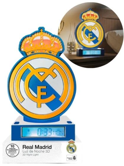 Real Madrid 3D LED-nattlampe med vekkerklokke