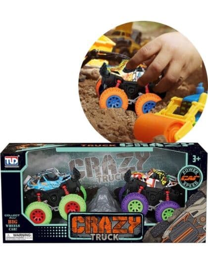 Crazy Trucks lekebiler med store hjul - Grønn og Lilla