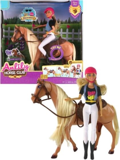 Anlily Horse Club dukke og hest med bevegelige ledd