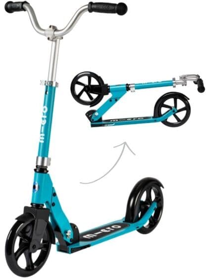 Micro Cruiser Aqua sparkesykkel – sammenleggbar barnesparkesykkel 5–12 år med store hjul
