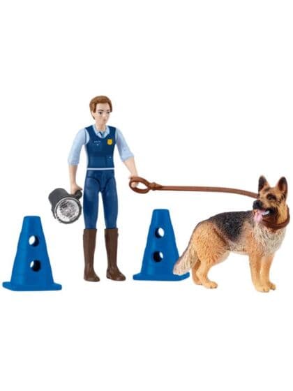 Schleich figursett - politi med schäferhund 81466