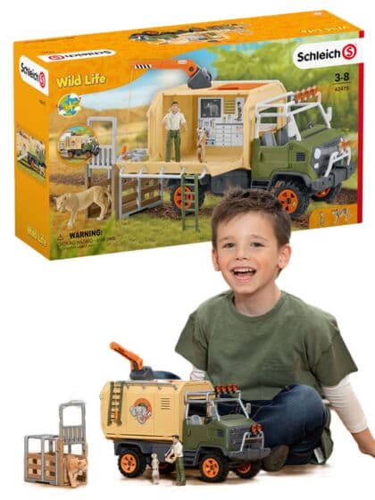 Schleich Wild Life stor truck for berging av dyr 42475 - med figur og 2 dyr inkludert