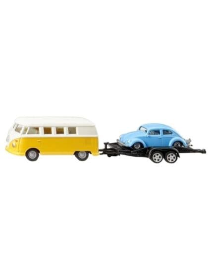 SIKU VW T1 med henger og VW Beetle i metall