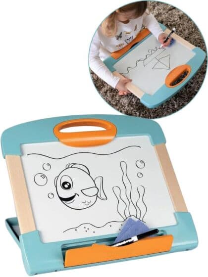 Smoby 2-i-1 sammenleggbar tegnebrett med tusj og lagringsplass