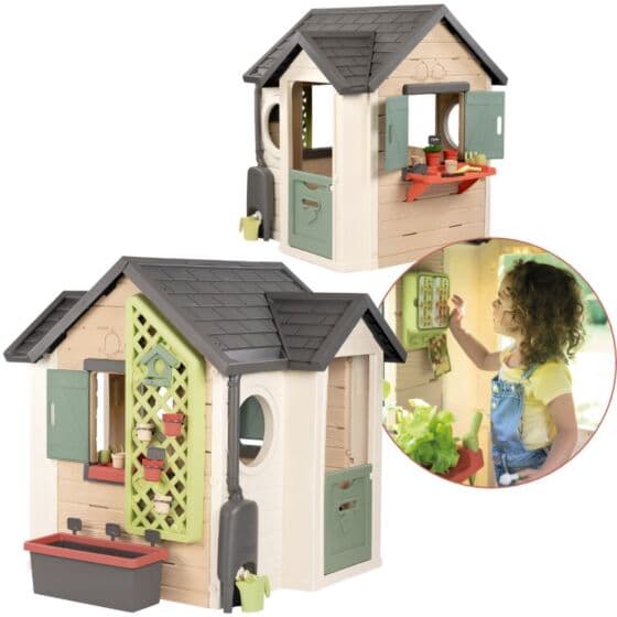 Smoby Garden House lekehus med potter, hageredskaper og tilbehør