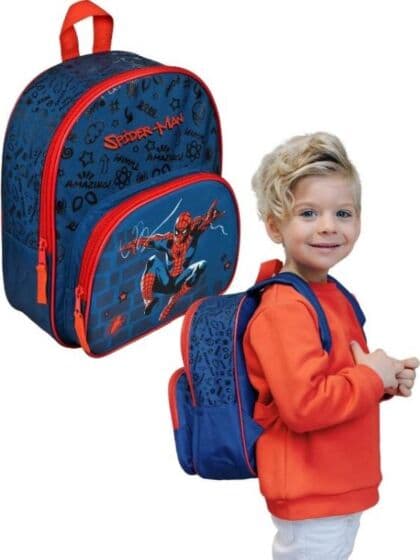 Spider-Man ryggsekk med forlomme og justerbare stropper - mørkeblå