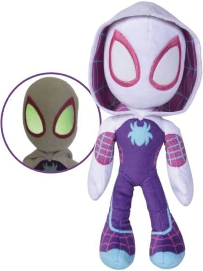 SpiderMan Ghost Spider kosebamse med øyne som lyser i mørket - 25 cm