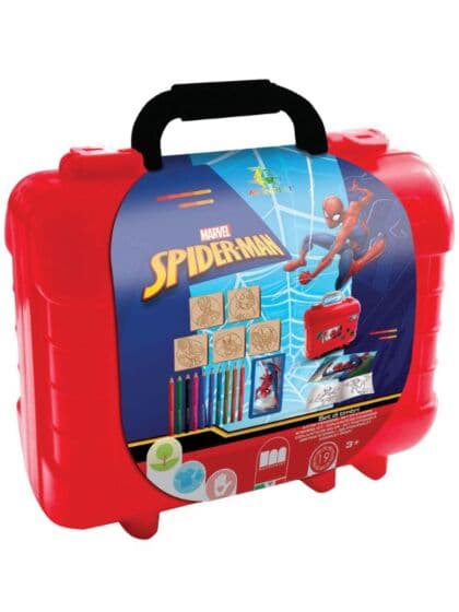 Spiderman malekoffert med stempler, fargeblyanter og klistremerker