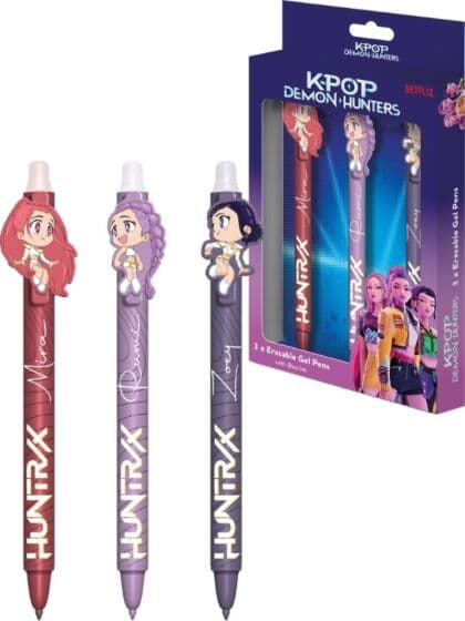 K-Pop Demon Hunters viskbare gelpenner – 3-pakning med blått blekk