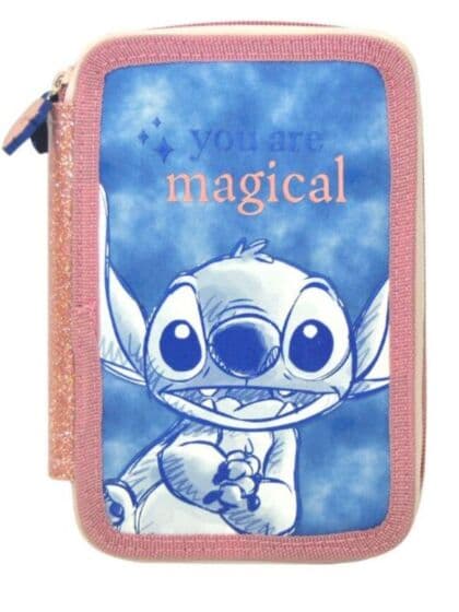 Disney Stitch Dobbelt pennal med innhold