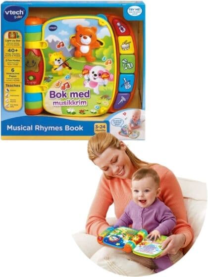 Vtech Baby bok med musikkrim og 40+ sanger og lyder - norsk