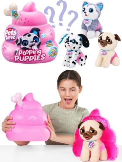 ZURU Pets Alive Pooping Puppies – Interaktiv valp med lyd og fargeskiftende do-funksjon