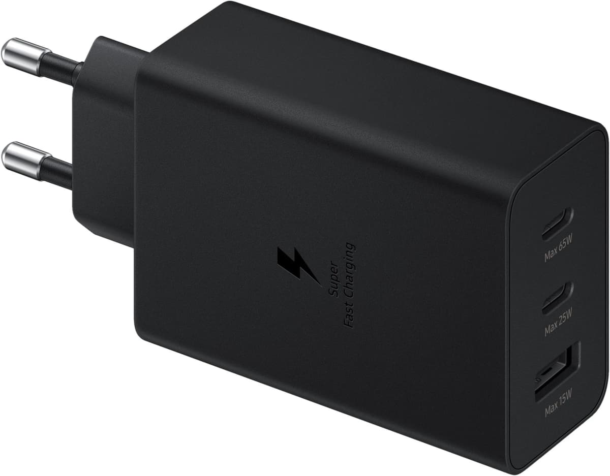 Samsung 65W Trio USB-C Fast Charging vegglader - Svart - GamingButikken