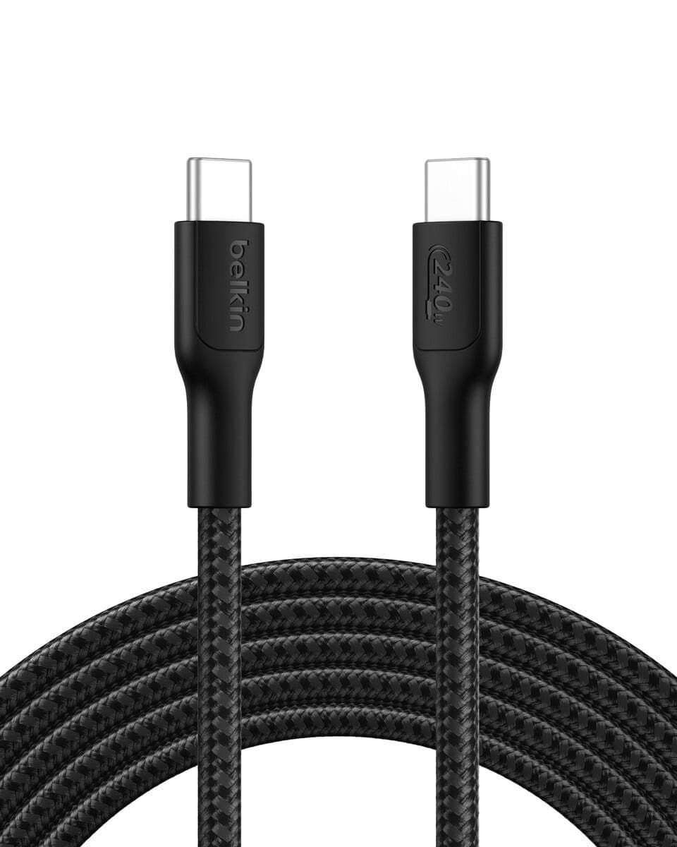 Belkin BoostCharge Pro Braided flettet USB-C-kabel 240W, svart