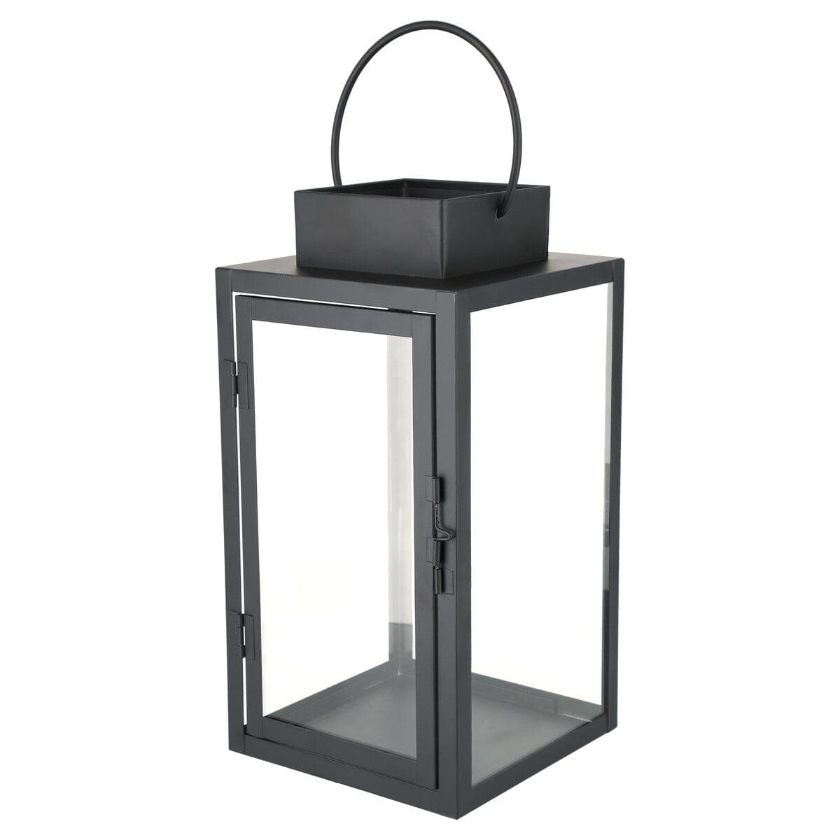 Lykt med håndtak, svart metall