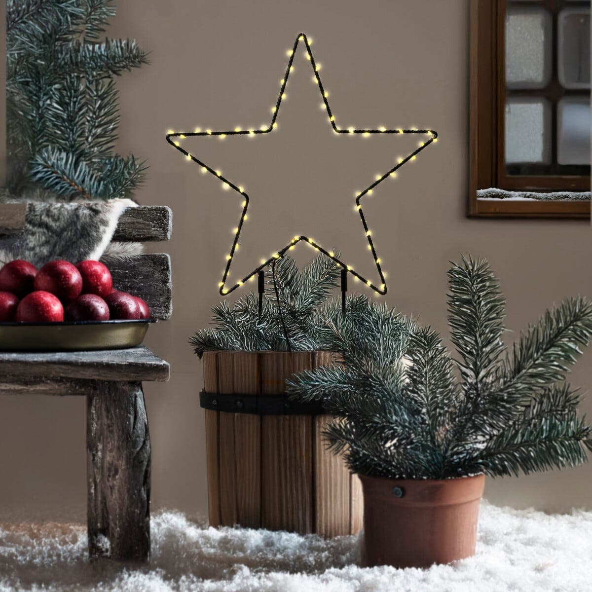 LED-stjerne med markspyd utendørs 35 cm svart, Northlight