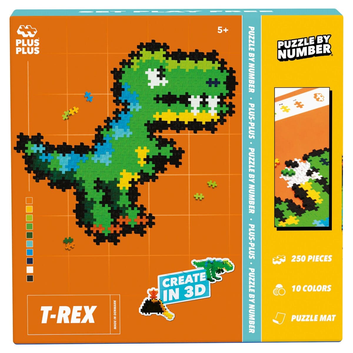 Plus Plus Puslespill med tall T-Rex 250 brikker, fra 5 år