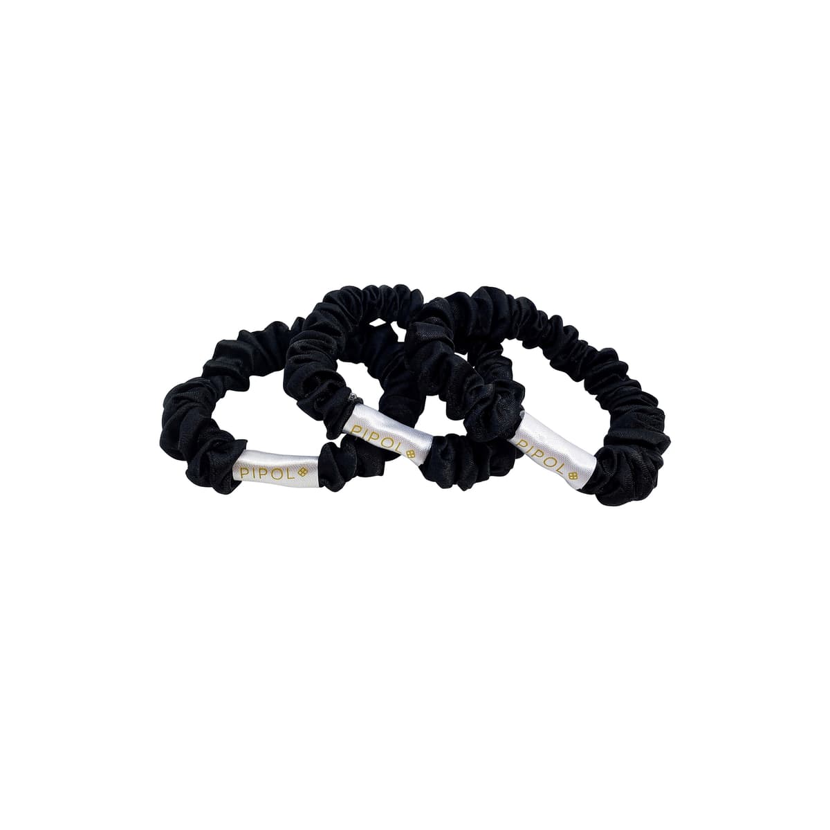 PIPOL'S BAZAAR Satin Love Scrunchies 3-pack Black