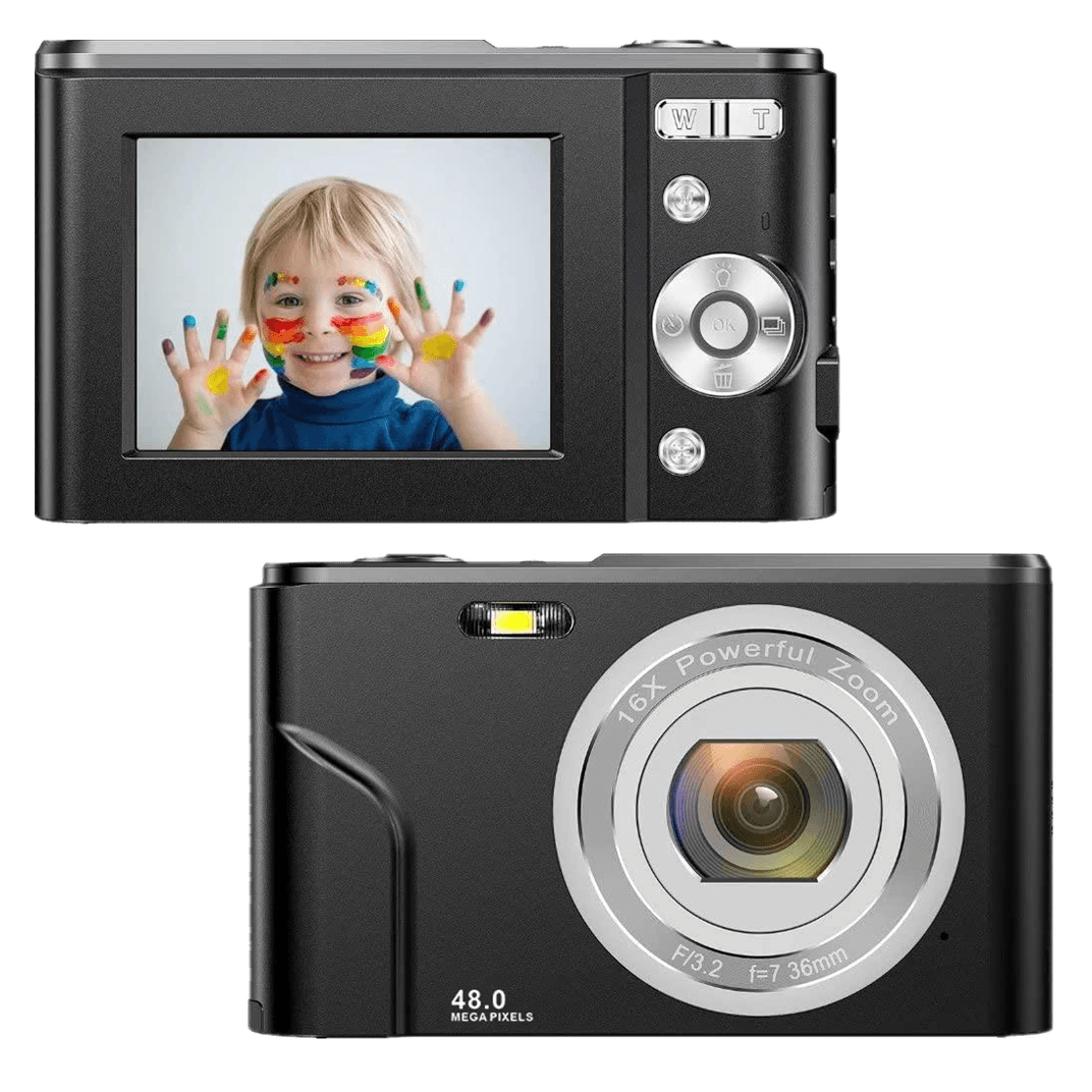 Digitalkamera 1080P, 48 megapiksler, 16x zoom Black
