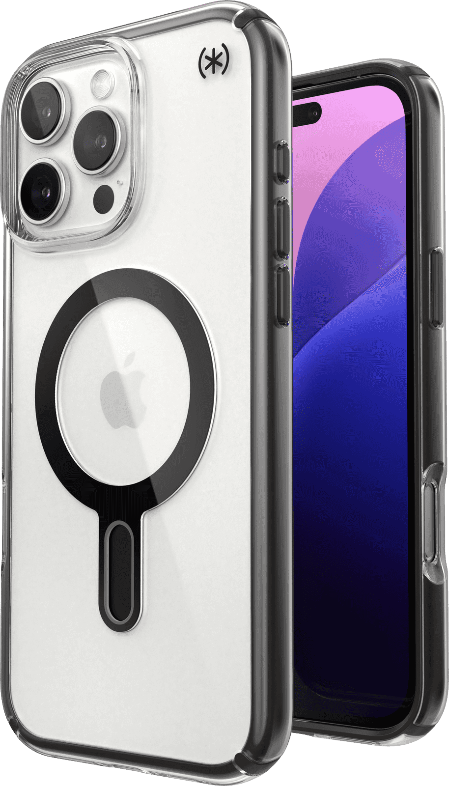 Speck Presidio Perfect-Clear ClickLock & MagSafe - iPhone 16 Pro Max Case - Clear / Chrome Finish / Serene Silver