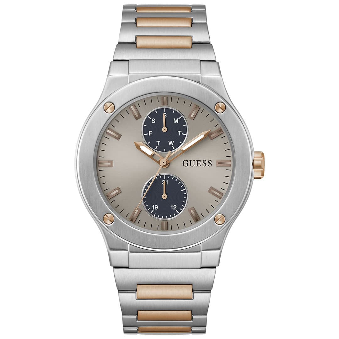 Dress herreklokke med flerfarget stållenke