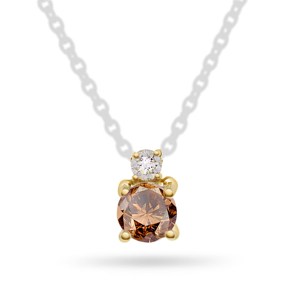 Diamantanheng i 585 gult gull 0,04 ct med champagnefarget granatsten