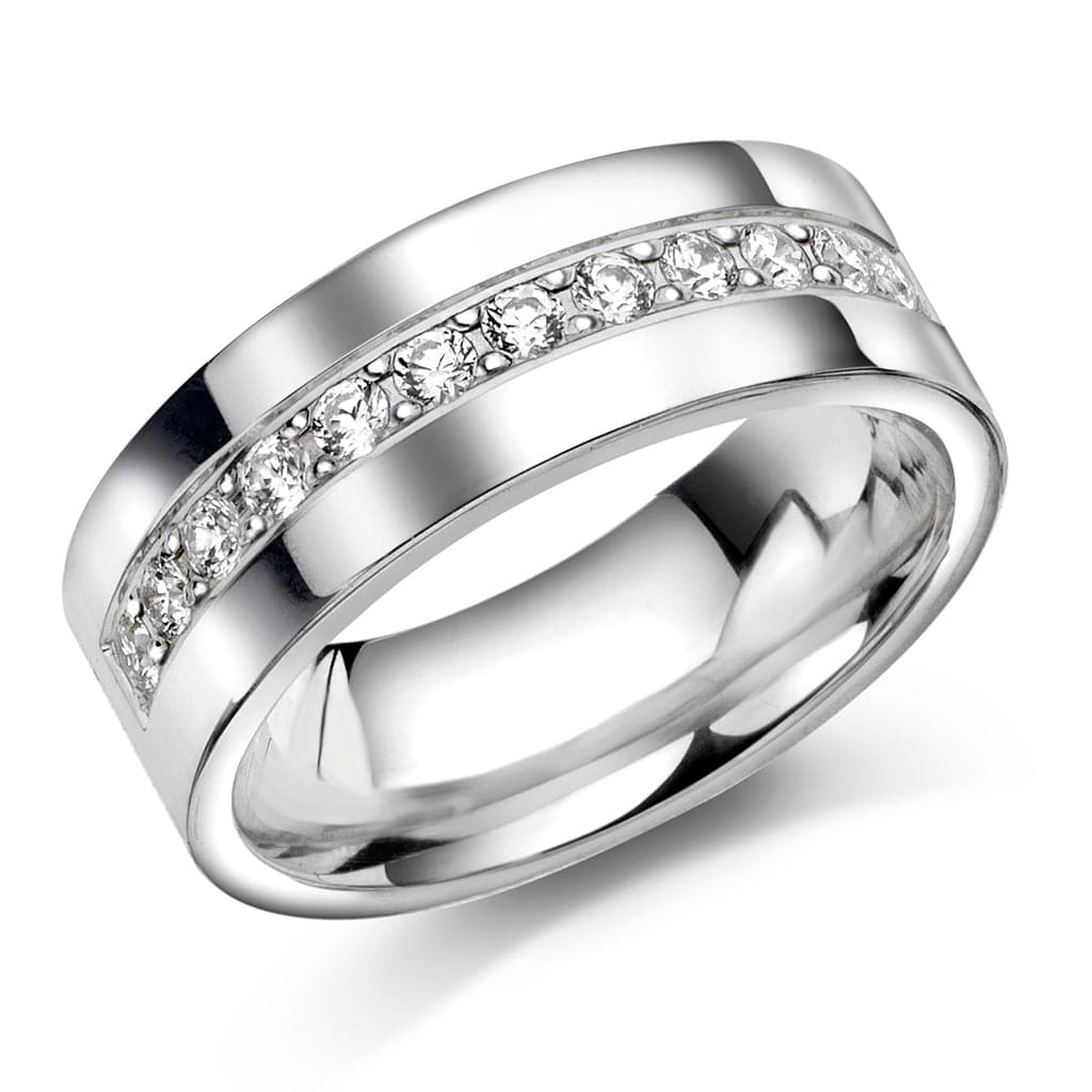 Giftering i 925 sølv med zirkonia | 7 mm bredde