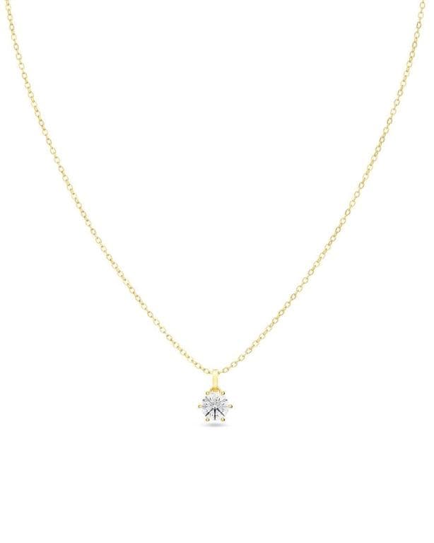 Crown smykke i forgylt stål med zirkonia